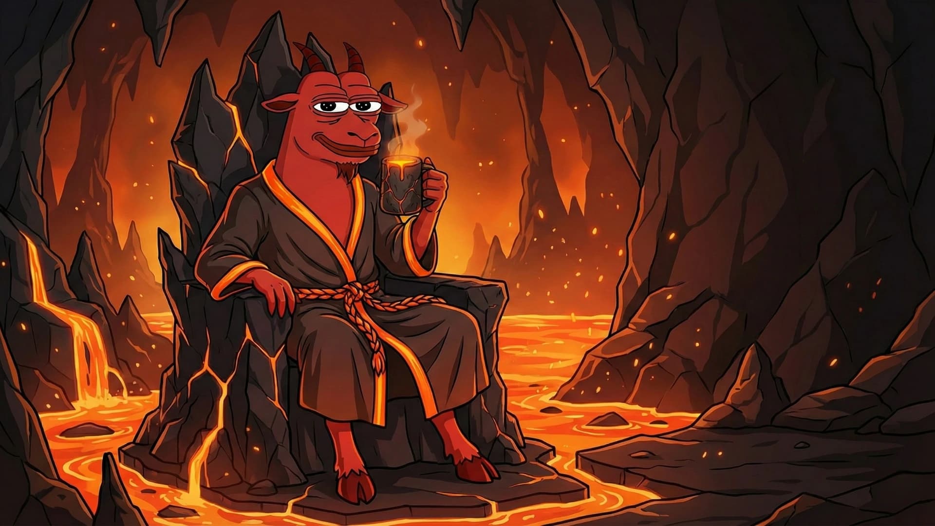 Hellcoin Throne - fiery demonic landscape